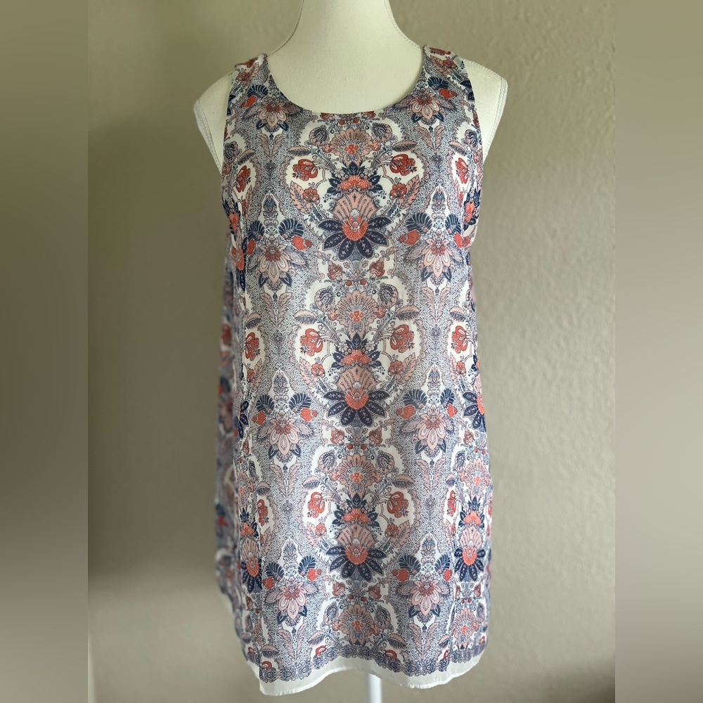 Max Studio Boho Floral Paisley Sleeveless Tunic Top Size Large in GUC